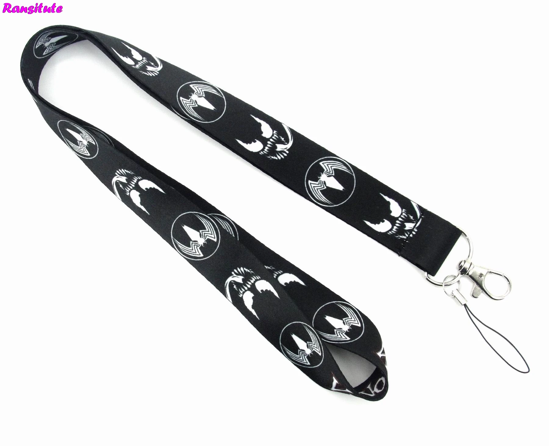 Черный Ransitute Venom Lanyard Neck Strap for keys ID Card Mobile Phone Straps Badge Holder DIY Hang Rope R413 - Цвет: Черный