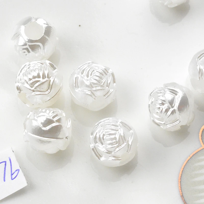 

FLTMRH 10MM 70PCS Flower Flat Back Half Round Imitation Pearl Beads Cameo Cabochon Beads Diy Jewelry Finding Making