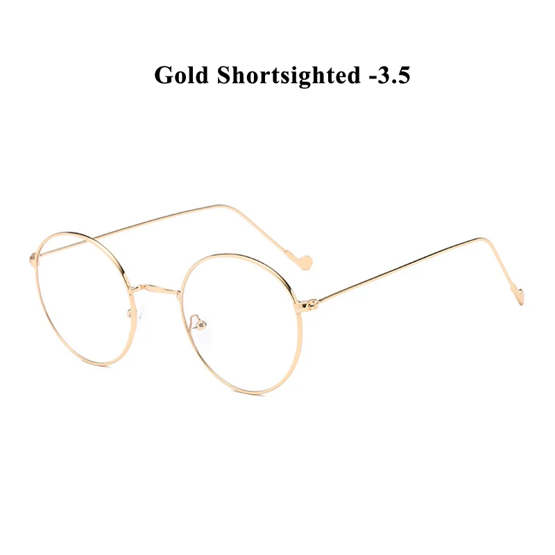 gold myopia 3.5 Zilead, металлические круглые очки для близорукости, для женщин и мужчин, сверхлегкие, по рецепту, близорукие очки, очки унисекс - Цвет оправы: gold myopia 3.5