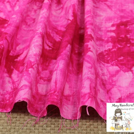 

50x140cm Soft Linen Cotton Slub Fabric Pink Tie-dyed Fabrics for Sewing Clothes Garments Dress Curtain Tissue Cloth 1Pcs/Lot