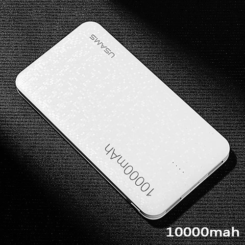 White 10000mah USAMS внешний аккумулятор для Xiaomi, двойной USB выход, универсальный, ультра тонкий, внешний аккумулятор для iPhone, samsung, 15 мм, внешний аккумулятор - Цвет: White 10000mah