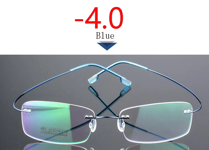 Myopia 400 Покрытие сверхэластичные бескаркасные очки для близорукости для мужчин и женщин без оправы Сверхлегкая оправа Очки для близорукости 100~ 400 градусов - Цвет оправы: Myopia 400