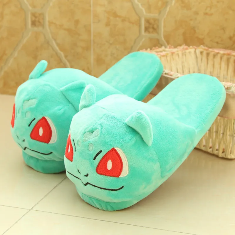 Bulbasaur Забавные плюшевые тапочки в стиле аниме «карманные монстры»; женская и мужская домашняя теплая пушистая обувь; популярная обувь с героями мультфильмов; косплей карманные монстры; обувь - Цвет: Bulbasaur