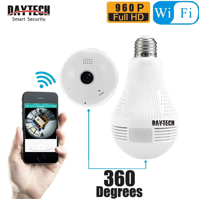 IP камера Daytech для домашней системы видеонаблюдения объектив рыбий глаз Wi Fi