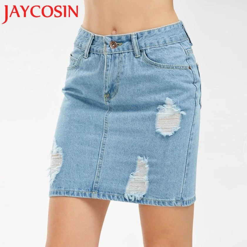 JAYCOSIN 2018 женские джинсы однотонные повседневные короткие юбки на пуговицах