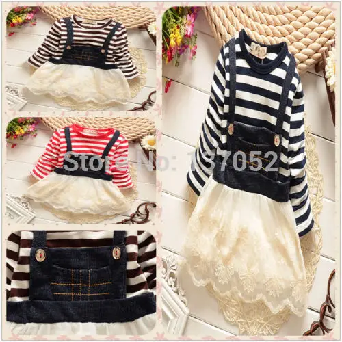 Новый 2015 хлопок детский дети новорожденных девочек весна платье принцессы с