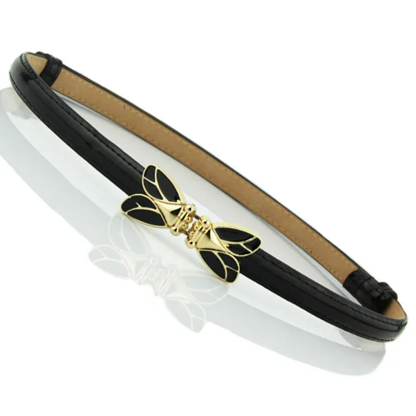 style 2 black Модные тонкие регулируемые ремни для женщин эмалированный цветок застежка женский лакированный пояс из полиуретановой кожи Цикада Пряжка пояс для платья регулируемый - Цвет: style 2 black