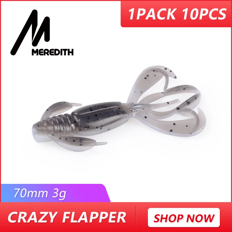 MEREDITH рыболовные приманки Crazy Flapper 7 см/3 г 10 шт./лот Craws мягкие приманки для рыбалки Мягкая наживка креветка, австралийский окунь приманка