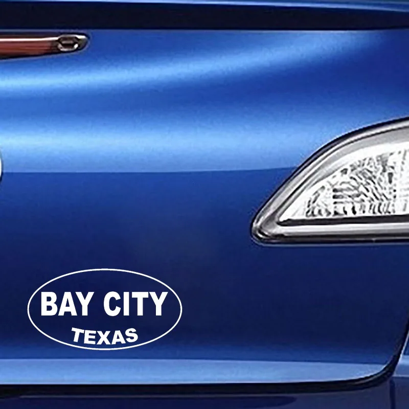 YJZT 13.3CM*7CM BAY CITY TEXAS Oval Interesting Car Sticker Vinyl Decals Black/Silver C10-01685 | Автомобили и мотоциклы