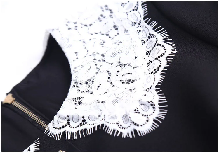 Кукла воротник с коротким рукавом Уличная Button Trimmed Цвет блок полиэстер