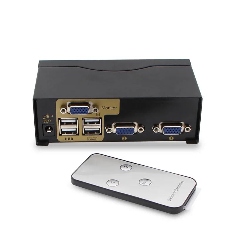 Инженерный KVM конвертер USB мульти компьютер vga2 в 1 выход монитор клавиатура и мышь