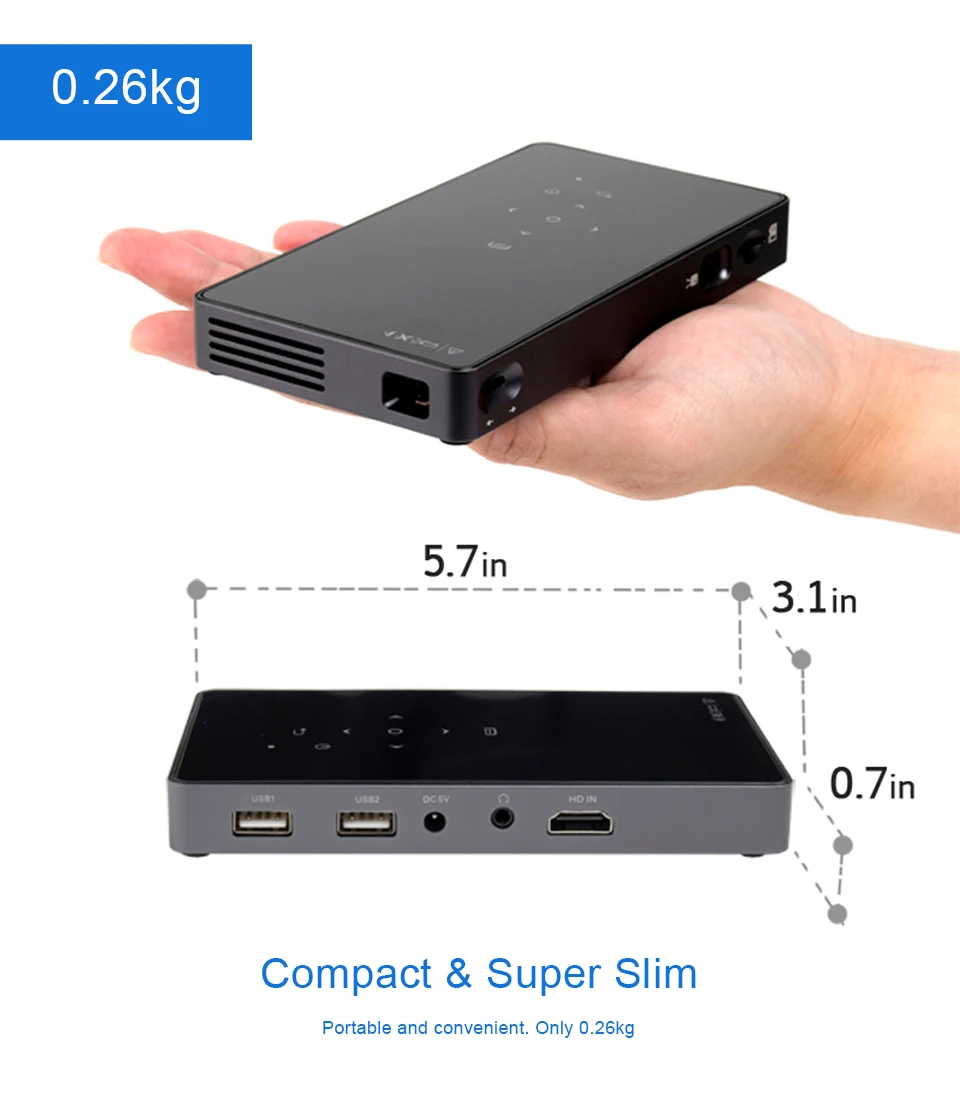 WZATCO CT50 Android 7,1 OS wifi Bluetooth Pico Мини Микро Лазерный DLP проектор портативный проектор с батареей для домашнего кинотеатра