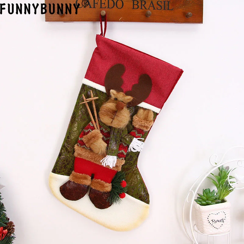 FUNNYBUNNY рождественские носки Подарочная сумка Рождественские украшения мешковина