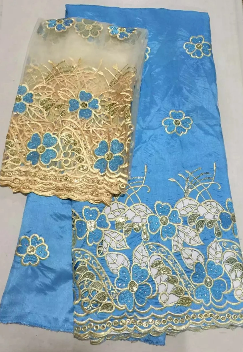 Чистая блестки вышитый африканских Джордж Ткань 5 ярдов шелковый бархат 2