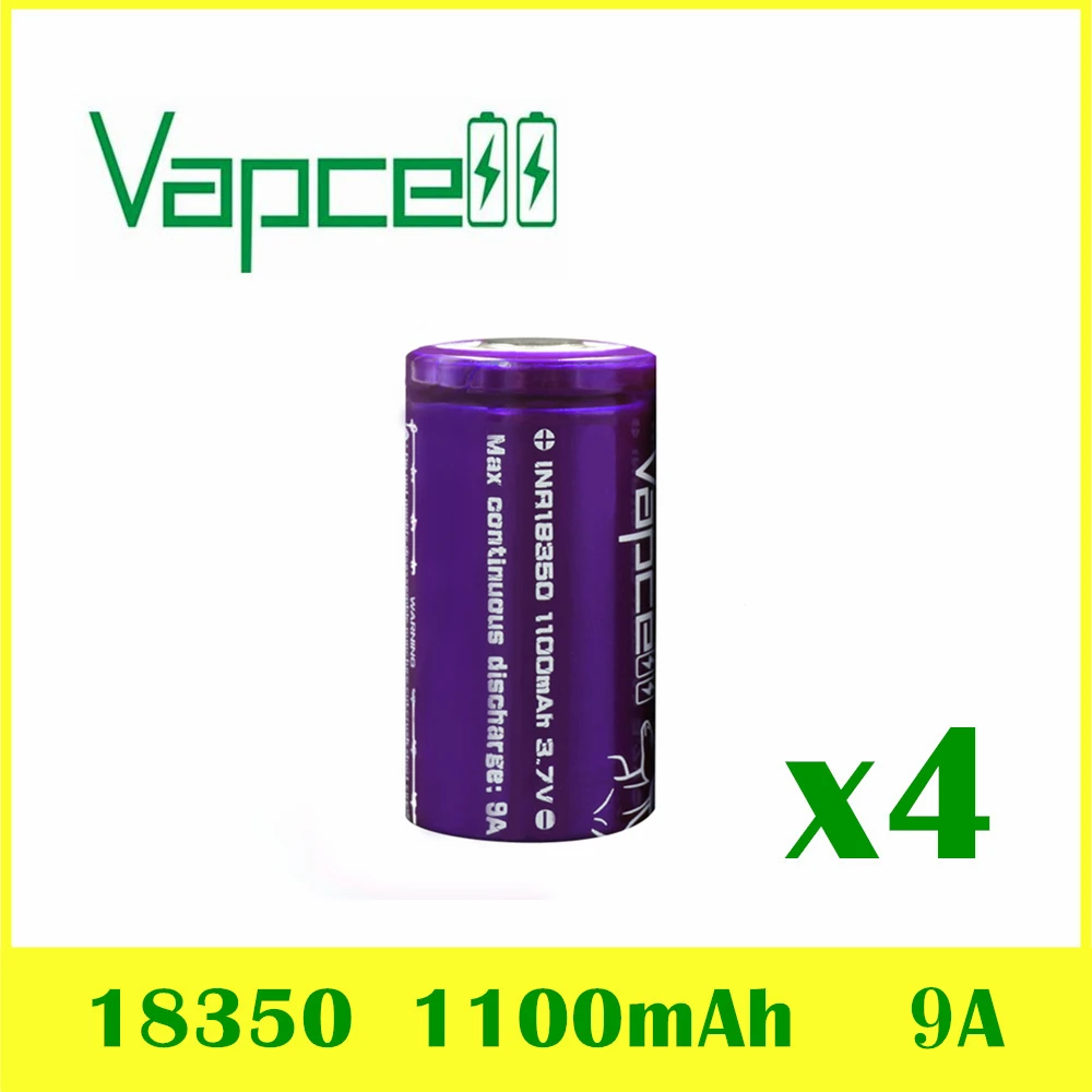 4 шт. VAPCELL INR 18350 1100 мАч литиевая батарея 3 7 в перезаряжаемая высокомощная