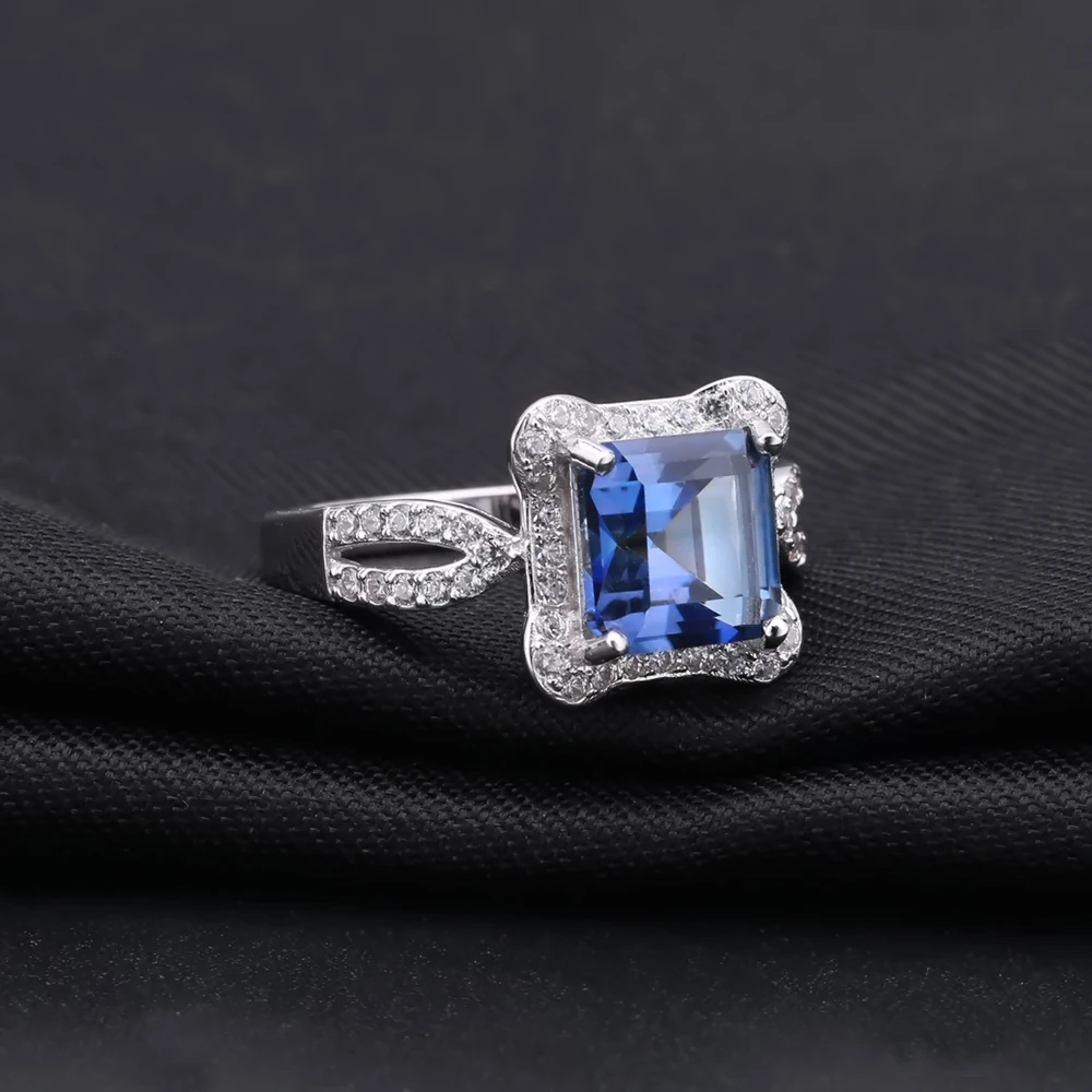 Gem's Ballet 2.2Ct Natural Iolite Blue Mystic Quartz Gemstone Ring 925 Sterling Silver For Women Engagement Rings Fine Jewelry |