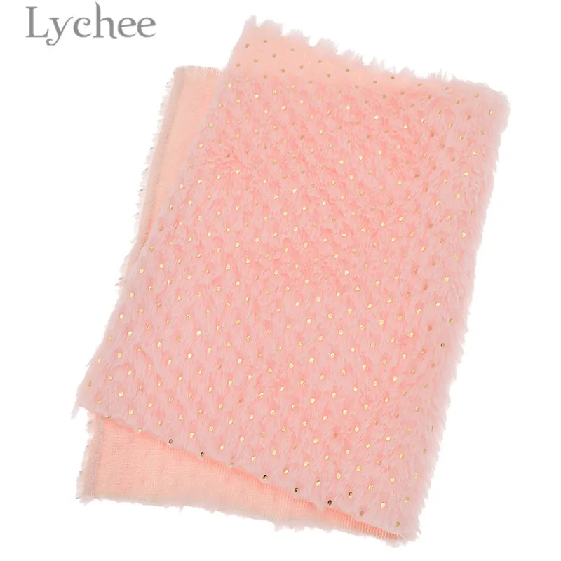 2 Lychee 29x21 см A4 искусственный мех кролика ткань Блестящий Золотой цвет в горошек искусственная кожа ткань DIY материал для сумок одежды - Цвет: 2