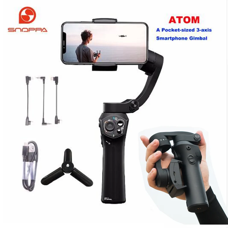 Atom 3 Axis складной selfie stick Портативный монопод с шарнирным замком стабилизаторы для