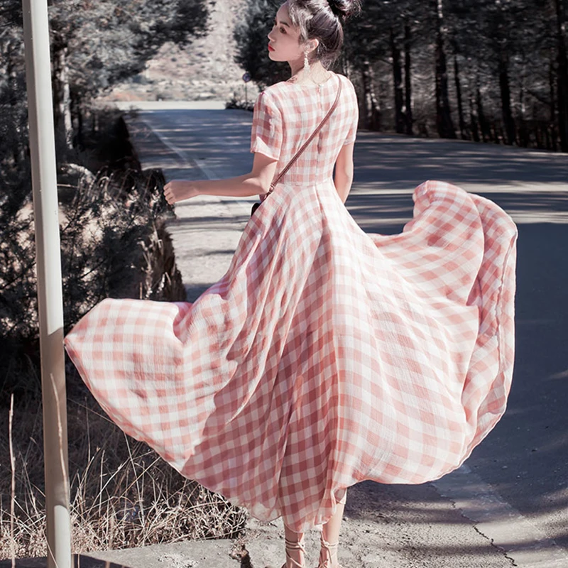 Женское летнее платье 2020 повседневное длинное с коротким рукавом в стиле бохо