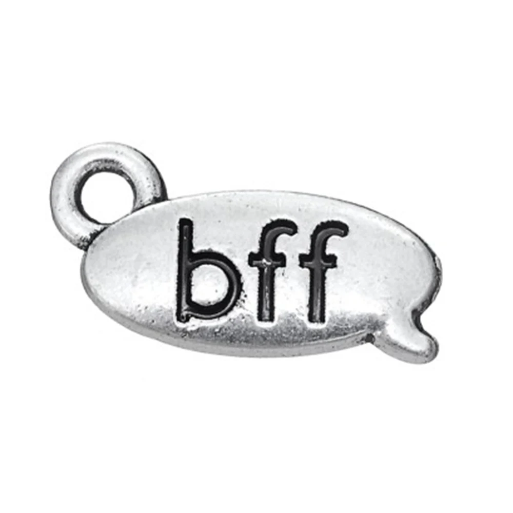 

Antique silver plated BFF engraved charms for best friends charms