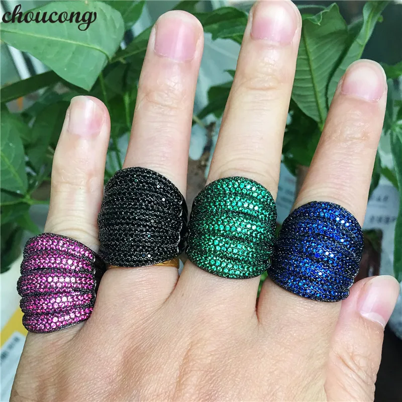 Choucong 5 видов цветов роскошное кольцо на палец Micro pave 350 шт AAAAA Циркон черный золотой