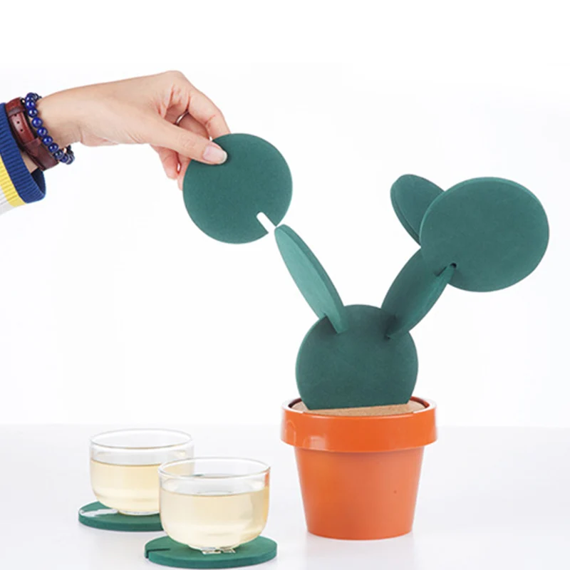 Подставки DIY Кактус набор подставок с держателем цветочный горшок для напитков