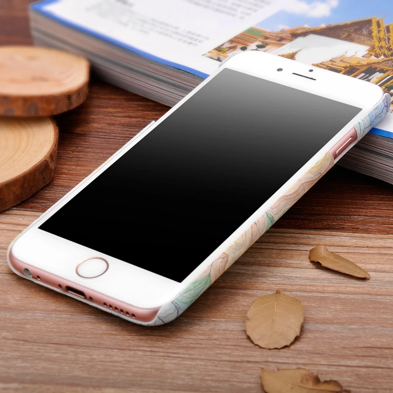 Roybens Vintage Vivid Hard Plastic Cover For iPhone 5S SE Map Marble Tough Stone Image Slim Mat Case |