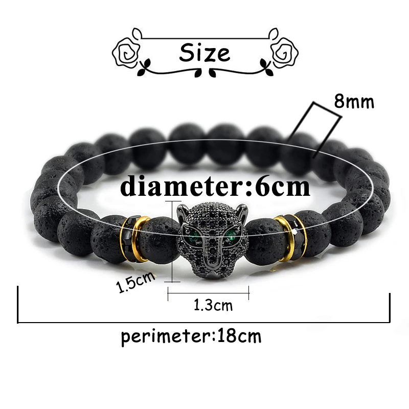 12 стилей лава камни натуральный камень браслет леопардовая голова шарм для