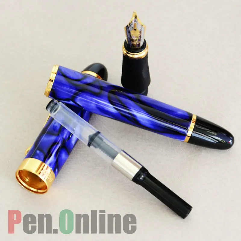 JINHAO X450 Королевского синего цвета мрамора и золотистого перо с широким основанием