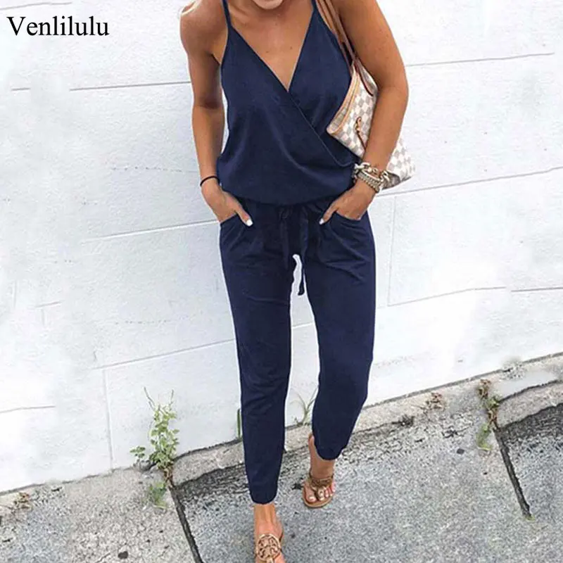 Женский сексуальный комбинезон с глубоким v-образным вырезом длинный для женщин