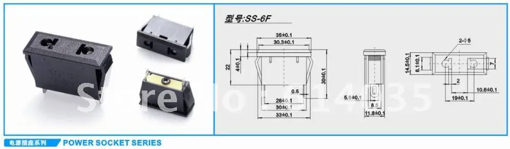 

SS-6F UPS Power Outlet IEC INLET AC socket BX-6F US EU PLUG Copper
