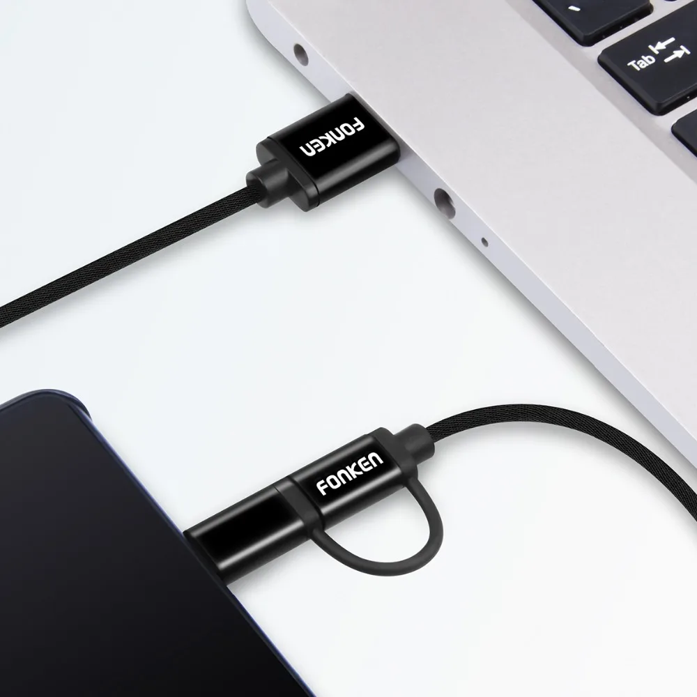 FONKEN Универсальный 2 в 1 Usb кабель Тип C Micro для зарядки телефона шнур Android смартфона
