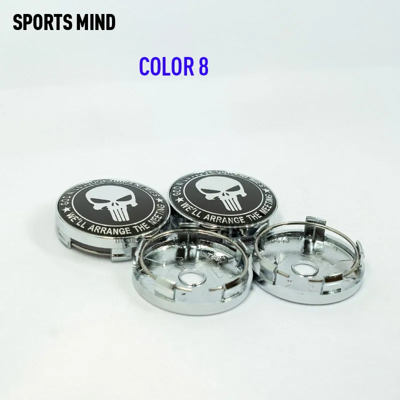 COLOR 8 4 шт./лот, 8 видов цветов, 60 мм, 3D череп, Центральная втулка колеса автомобиля, крышка s, автомобильная эмблема, значок, логотип, колесо, Центральная крышка, этикетка, аксессуары для стайлинга автомобилей - Цвет: COLOR 8