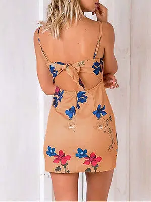 Sexy Women Summer Short Mini Sleeveless Bow Dress Evening Party Beach Dresses Sundress with 3 Colors | Женская одежда