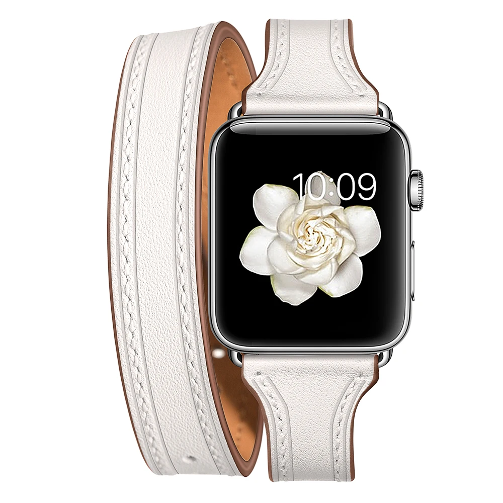 4 цвета элегантный 44 мм 40 мм двойной тур натуральная кожа ремешок для Apple Watch Series 4 3 2 1 Женский браслет кожаный ремешок