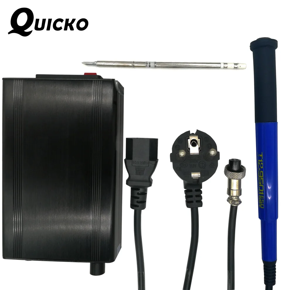 Цифровая паяльная станция QUICKO STC T12 OLED ручка 9501 наконечники паяльника 108 ВТ