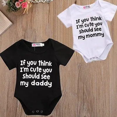 Боди унисекс с коротким рукавом и буквенным принтом для новорожденных|infant