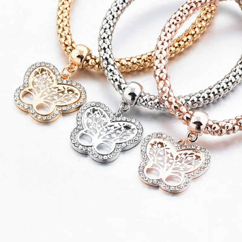 3 шт./партия женские золотистые и розовые браслеты-бабочки | Украшения аксессуары