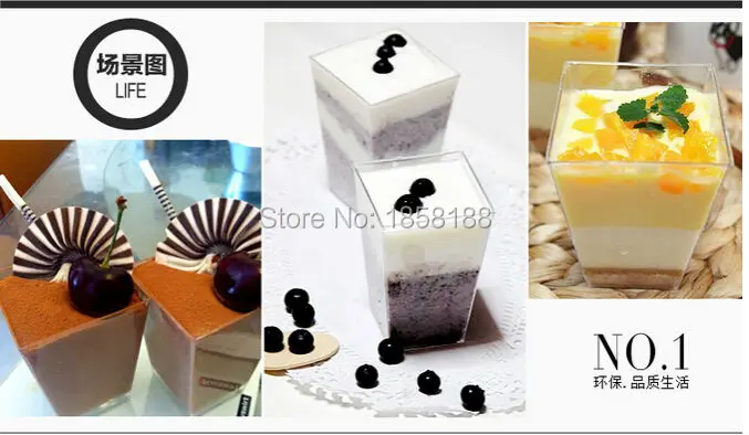 

100pcs/lot Festival Party Disposable Dessert Cup Ice Cream Mini Cup Plastic Cake Cup 4 OZ With Lid For Wedding Event