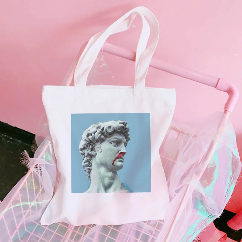 Женская Холщовая Сумка Vaporwave белая винтажная сумка через плечо с принтом Давида в