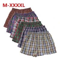 shanboer 4pcslot mens underwear boxers loose shorts mens panties cotton male large classic plaid arrow pants plus size 4xl