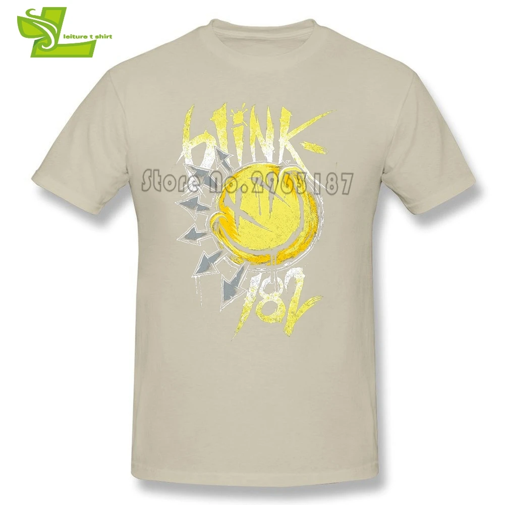 Natural Blink 182 футболка мужские Новые простые рубашки домашняя одежда Классическая свободная футболка мужская с коротким рукавом вырез лодочкой команда папа одежда - Цвет: Natural