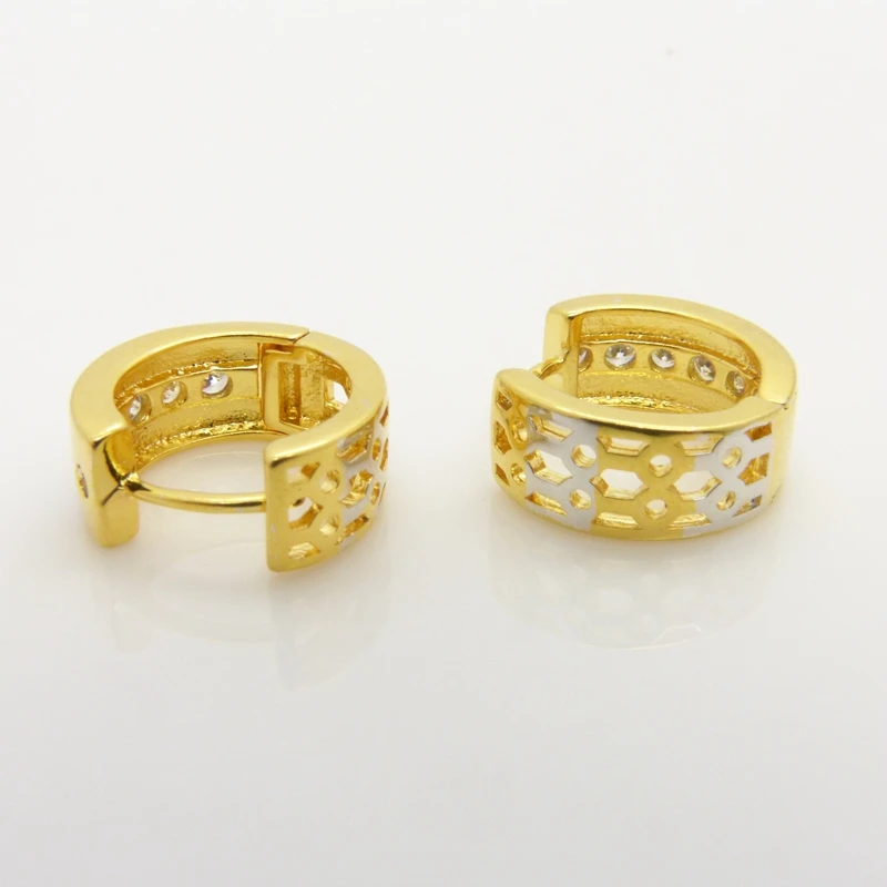 2-tone Solid Gold Filled Womens Fashion Hoop Earrings Hollow Design Jewelry Gift | Украшения и аксессуары