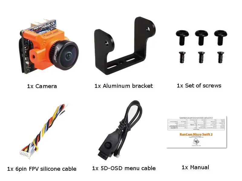 RunCam Micro Swift 2 600TVL 2,1 мм/2,3 мм FOV 160/145 градусов 1/3 ''CCD FPV камера со встроенным OSD для Радиоуправляемый гонщик