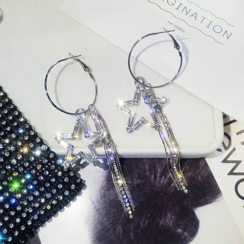 Длинные висячие серьги со звездой и кисточками для женщин новинка 2020 большие