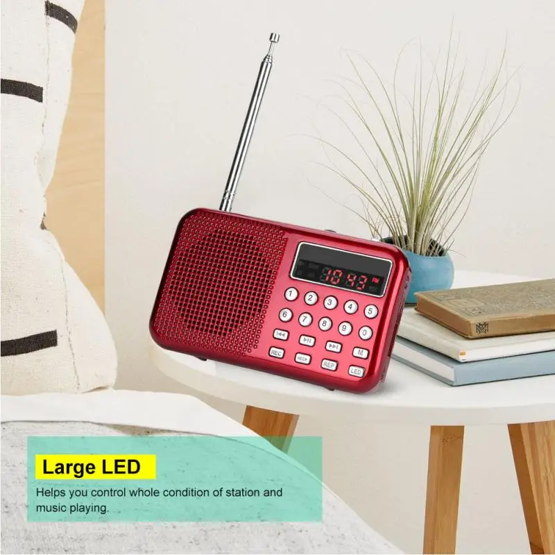 Vbestlife чистый звук стерео FM радио Запись голоса TF/USB Музыка Светодиодный фонарик MP3