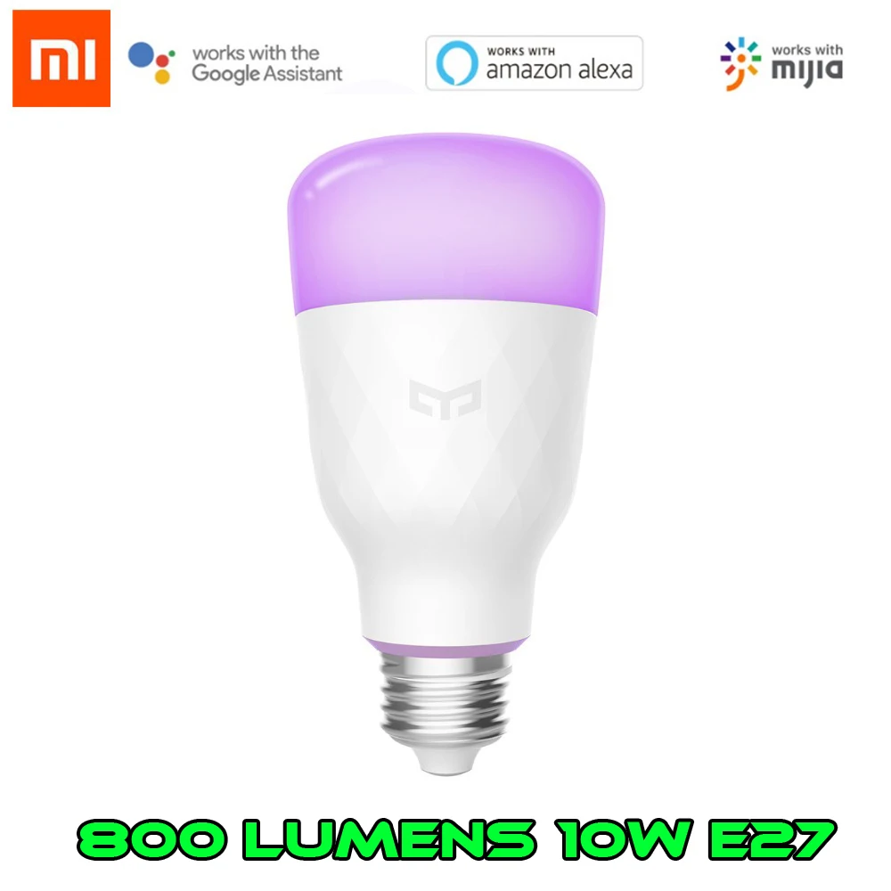 (Обновленная версия) умная Светодиодная лампа Xiaomi mijia yeelight цветная 800 люмен 10 Вт E27