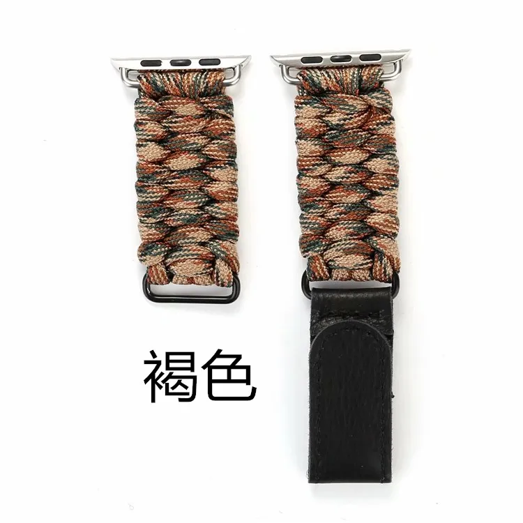 deep brown Ремешок для iWatch 3 2 1 браслет для выживания из Паракорда нейлоновая веревка для Apple Watch Band Series 5 4 - Цвет ремешка: deep brown