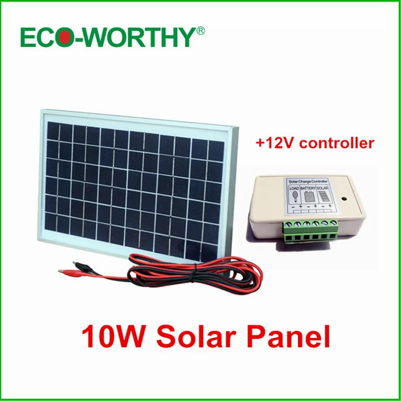 ECOWORTHY солнечная панель 10 Вт 12 В+ Солнечный контроллер 3A 12 В 24 в солнечный регулятор зарядного устройства солнечная батарея для лодки RV автомобиля кемпера