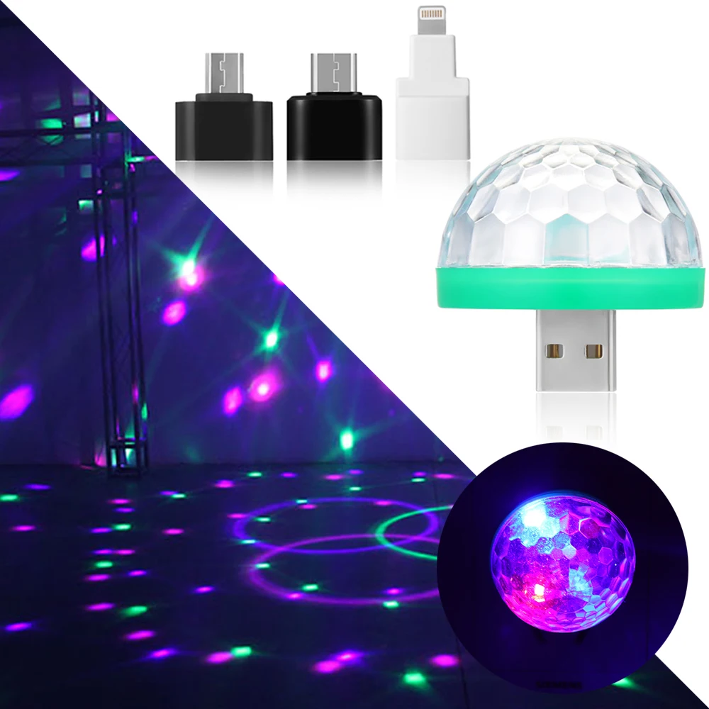 Горячая светодиодная автомобильная USB RGB лампа атмосферный свет DJ мини цветная